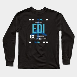 Edinburgh (EDI) Airport Code Baggage Tag Long Sleeve T-Shirt